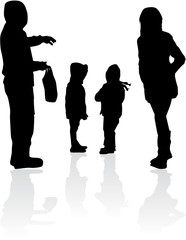 Vector silhouette of family.