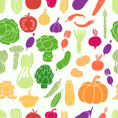 Seamless pattern with vegetables on white background
