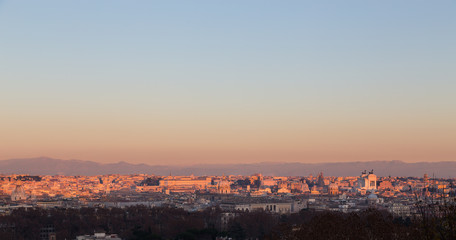 Rom vom Gianicolo Panorama bei  Sonnenuntergang