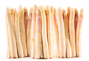 Raw asparagus isolated on white
