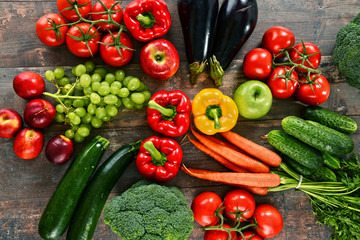 Composition with a variety of organic vegetables and fruits