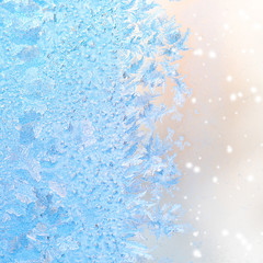 abstract winter ice patterns on window, Christmas background, cl