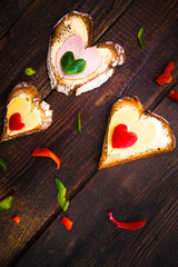 Valentine sandwiches breakfast lovers wooden