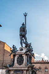 Fototapeta na wymiar Neptune fountain in the Piazza Maggiore in Bologna, Italy