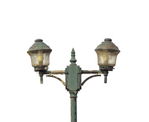 Fototapeta na wymiar Old vintage street light on white background