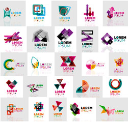 Collection of colorful abstract origami logos