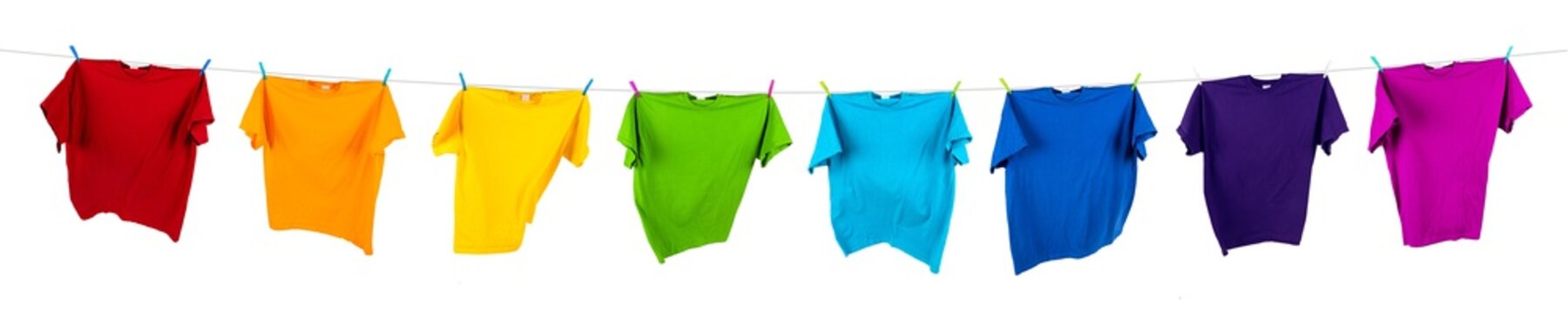 Colorful Tshirts On Washing Line