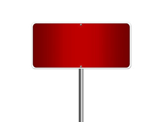 High resolution blank road sign empty highway street red signage isolated on white.