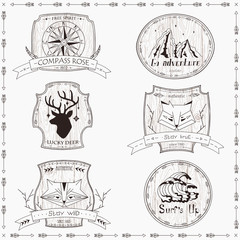 Adventures logos set.
