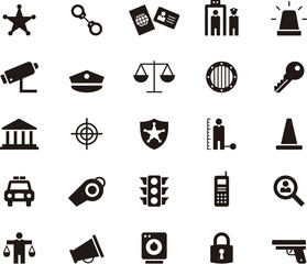  POLICE & LAW ENFORCEMENT glyph flat icons