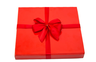 red box with a bow isolated