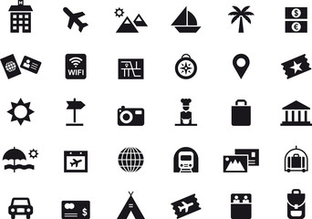TRAVEL & VACATION black icons pack