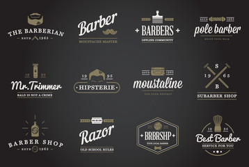 Fototapeta na wymiar Set of Vector Barber Shop Elements and Shave Shop Icons Illustration can be used as Logo or Icon in premium quality