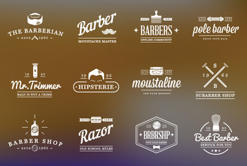 Set of Vector Barber Shop Elements and Shave Shop Icons Illustration can be used as Logo or Icon in premium quality