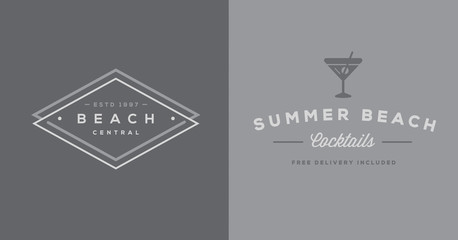 Set of Vector Beach Sea Bar Elements and Summer can be used as Logo or Icon in premium quality