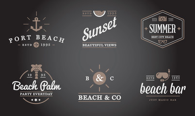 Fototapeta na wymiar Set of Vector Beach Sea Bar Elements and Summer can be used as Logo or Icon in premium quality
