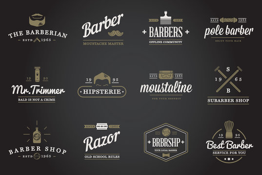 Set of Vector Barber Shop Elements and Shave Shop Icons Illustration can be used as Logo or Icon in premium quality