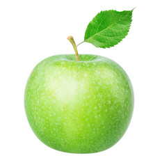 green apple with leaf