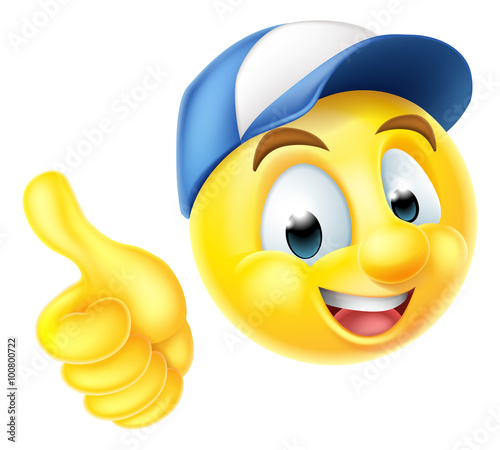 "Emoji Emoticon Worker Giving Thumbs Up" Stock image and royalty-free