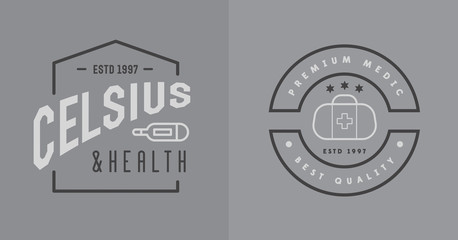 Medicine Health Vector Symbols Icons Can Be Used as Logotype Element or Icon, Illustration Ready for Print or Plotter Cut or Using as Logotype with High Quality