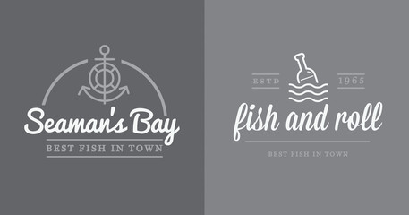 Set of Vector Sea Food Elements and Sea Signs Illustration can be used as Logo or Icon in premium quality
