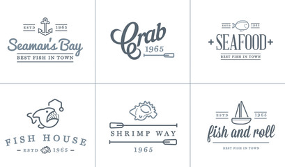 Set of Vector Sea Food Elements and Sea Signs Illustration can be used as Logo or Icon in premium quality