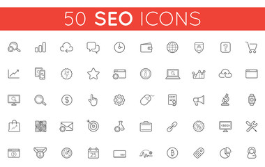 Set of Vector SEO Search Engine Optimisation Elements and Icons Illustration can be used as Logo or Icon in premium quality