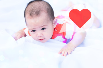 asian pregnant woman on white background