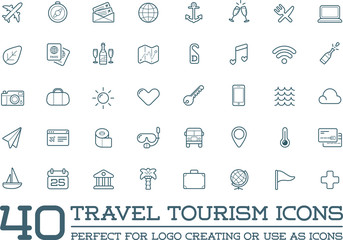Set of Vector Travel Tourism and Holiday Elements Icons Illustration can be used as Logo or Icon in premium quality