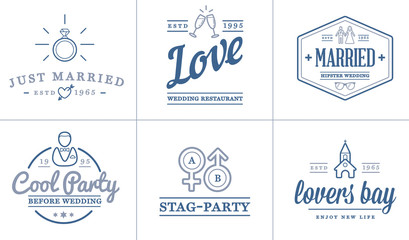 Set of Vector Wedding Love Elements Merry Me Illustration can be used as Logo or Icon in premium quality
