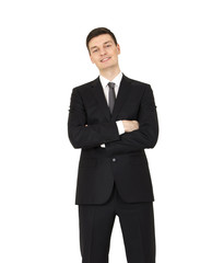 Young businessman. Isolated on white background.