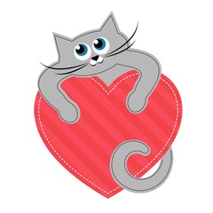 Cute cat with heart