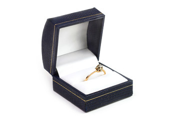 Diamond ring in case closeup
