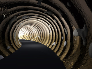 Obraz premium Conceptual abstract road tunnel with light at the end