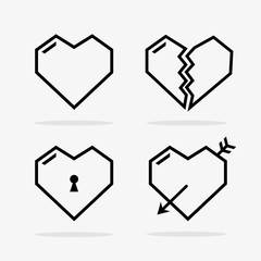 Heart Icons Set in Vector