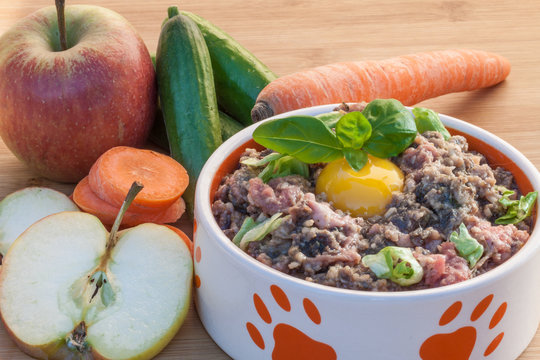 Barfmen&uuml; in kleinem Fressnapf f&uuml;r Hunde und Katzen