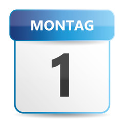 Schöner blauer Kalender mit Wochentag Montag