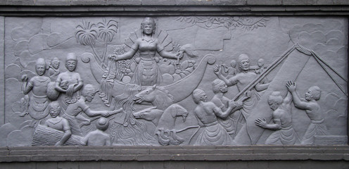 low relief picture in park Taman mini Indonesia