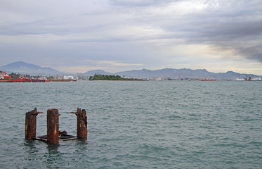 seascape against the background of Sumatra island