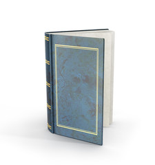 3d render of one open book on a white background.