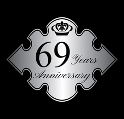 69 anniversary silver emblem with crown