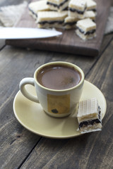 Waffle cake with  chocolate