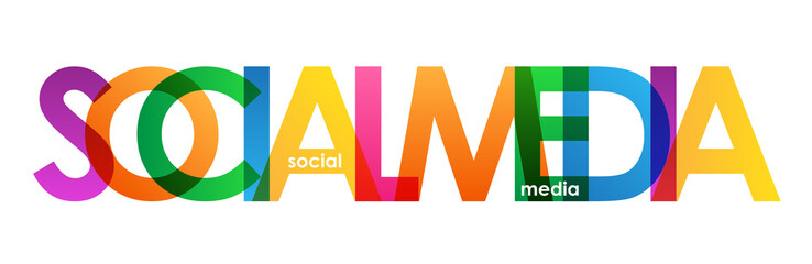 "SOCIAL MEDIA" colourful vector letters Icon