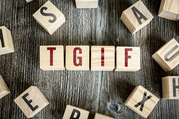 Wooden Blocks with the text: TGIF