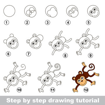 Drawing tutorial. How to draw a Funny Monkey