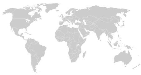 Naklejka premium szara mapa świata silhoeutte