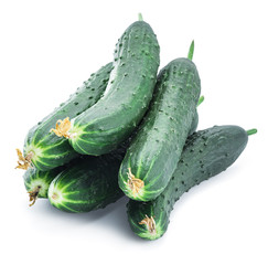 Cucumbers on the white background.