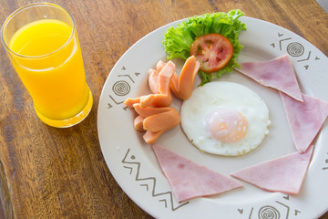 delicious breakfast with sausages