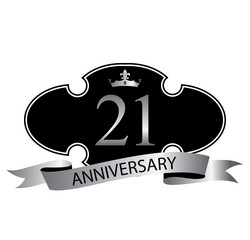 21 anniversary with silver ribbon and crown