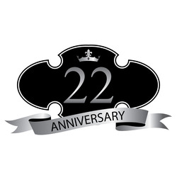 22 anniversary with silver ribbon and crown